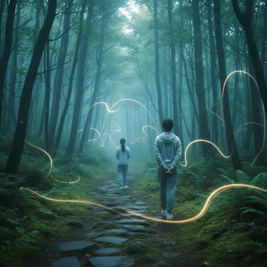 숲길 산책, 자연 속 평화