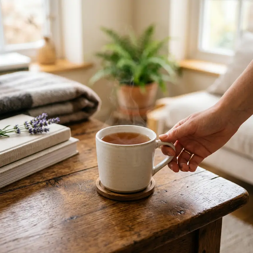 Warm tea, relaxation, mindfulness