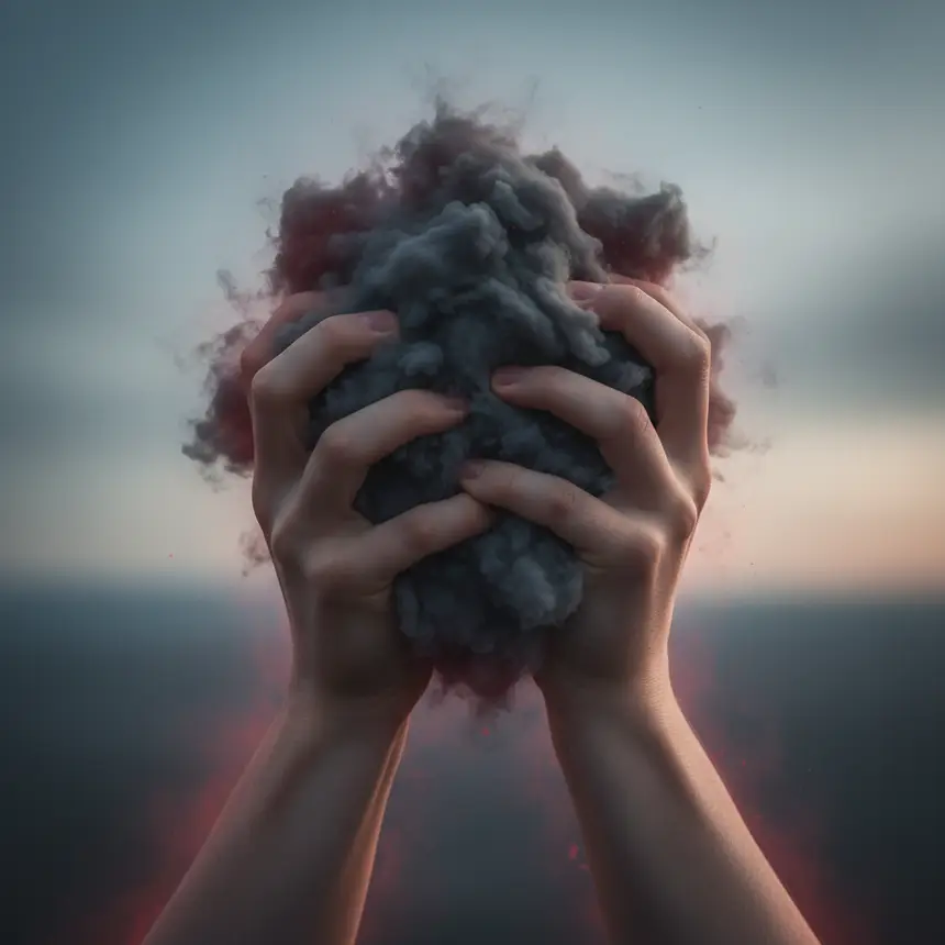 hands tangled in emotions