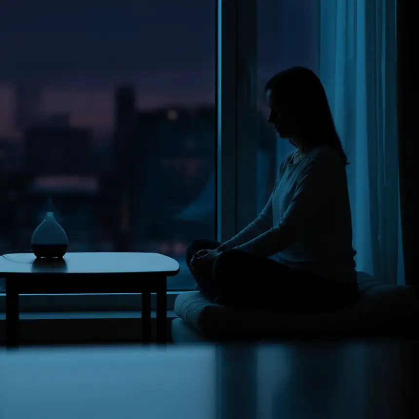 Window silhouette, peaceful light