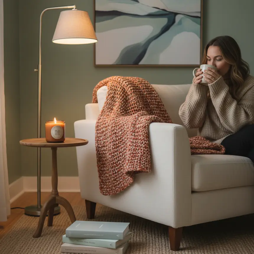 Cozy space, self-care, relaxation